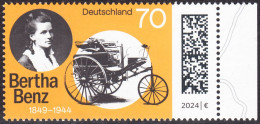 !a! GERMANY 2024 Mi. 3829 MNH SINGLE W/ Right Margin (b) - Cäcilie Berta Benz, German Automobile Pioneer - Nuevos