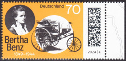 !a! GERMANY 2024 Mi. 3829 MNH SINGLE W/ Right Margin (c) - Cäcilie Berta Benz, German Automobile Pioneer - Neufs