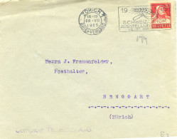 Mail Von Zurich - Schweiz Landw Ausstellung Bern 1925 - Tellbrustbild 174 - Salon Agricole Suisse De Berne - Marcophilie