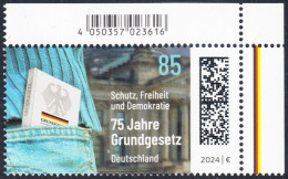 !a! GERMANY 2024 Mi. 3830 MNH SINGLE From Upper Right Corner - Constitution - Unused Stamps