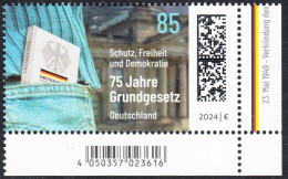 !a! GERMANY 2024 Mi. 3830 MNH SINGLE From Lower Right Corner - Constitution - Nuevos