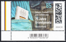 !a! GERMANY 2024 Mi. 3830 MNH SINGLE From Lower Left Corner - Constitution - Nuovi