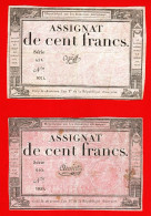2 ASSIGNATS DE 100 FRANCS - 18 Nivôse AN 3 (7 Janvier 1795) - Signés OGE Et AMIOT - REVOLUTION FRANCAISE - Assignats