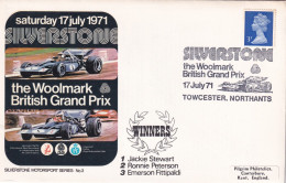 1971  GRAN BRETAGNA  ANNULLO SPECIALE FIGURATO GRAN PREMIO DI SILVERSTONE - Auto's