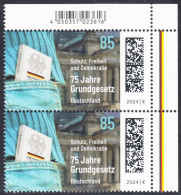 !a! GERMANY 2024 Mi. 3830 MNH Vert.PAIR From Upper Right Corner - Constitution - Unused Stamps