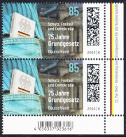 !a! GERMANY 2024 Mi. 3830 MNH Vert.PAIR From Lower Right Corner - Constitution - Unused Stamps