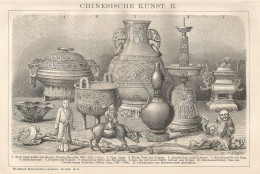 Arte Cinese - Stampa Antica - 1901 Engraving - Stiche & Gravuren