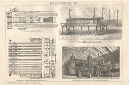 Stazione Ferroviaria - Stampa Antica - 1901 Engraving - Stiche & Gravuren