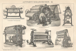 Macchine Di Finitura - Xilografia D'epoca - 1901 Vintage Engraving - Prenten & Gravure