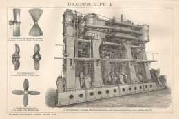 Battello A Vapore - Stampa Antica - 1901 Engraving - Prenten & Gravure