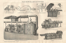 Baumwollspinnerei - Stampa Antica - 1901 Engraving - Stiche & Gravuren