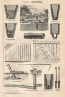 Drenaggio Del Terreno - Xilografia D'epoca - 1901 Vintage Engraving - Prints & Engravings