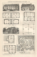 Case Popolari - Xilografia D'epoca - 1901 Vintage Engraving - Prints & Engravings