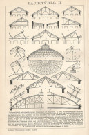 Capriate Del Tetto - Xilografia D'epoca - 1901 Vintage Engraving - Stiche & Gravuren