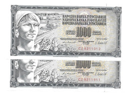 Yougoslavie Yugoslavia 1.000 Dinara 1981 UNC / NEUF - 2 Consecutive - Other - Europe