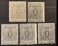 OCB  23A Postfris Met Scharnier 5 Verschillende Kleurnuances - 1866-1867 Petit Lion