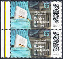 !a! GERMANY 2024 Mi. 3830 MNH Vert.PAIR W/ Left Margins - Constitution - Neufs