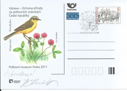CDV PM 81 Czech Republic Knoteks Exhibition In The Post Museum 2011 Wagtail Butterfly Cancel - Passereaux