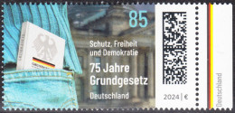 !a! GERMANY 2024 Mi. 3830 MNH SINGLE W/ Right Margin (b) - Constitution - Nuovi