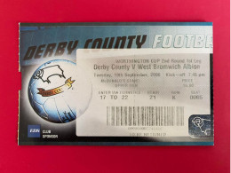 Football Ticket Billet Jegy Biglietto Eintrittskarte Derby County - W.B.A. 19/09/2000 - Tickets - Entradas