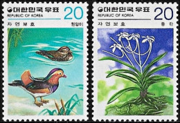 South Korea 1979, Nature Conservation Birds Mandarin Duck - 2 V. MNH - Canards