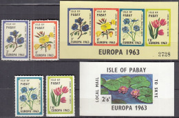 INSEL PABAY (Schottland), Nichtamtl. Briefmarken, 2 Blöcke + 4 Marken, Ungebraucht **, Europa 1963, Pflanzen, Seerose - Scotland