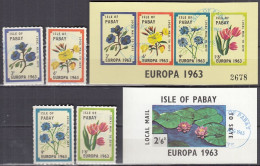 INSEL PABAY (Schottland), Nichtamtl. Briefmarken, 2 Blöcke + 4 Marken, Gestempelt, Europa 1963, Pflanzen, Seerose - Schotland