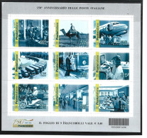 Bloc Feuillet Poste Italiane 150 Anniversario, Tema: Trasporti, Transport, Moto, Train, Chameau...Zeppelin - 2011-20: Mint/hinged