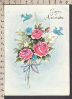 096226GF/ Fleurs, Roses Et Oiseaux, Gaufrée, Mini-lettre (4 Plis), Système à Roulette, Ed Hallmark - Birthday