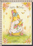 117611GF/ Birthday, Lapin Et Papillons, Illustration Signée - Geburtstag