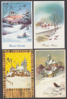 117838/ Paysages Avec Oiseaux, Lot De 4 Cartes - Neujahr