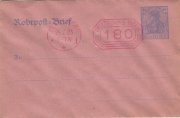Rohrpost-Brief 60 Pf. Germania Raues Papier - Elmshorn 24.7.1923 - 180 Pf 8eck-Stempel - Omslagen