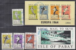 INSEL PABAY (Schottland), Nichtamtl. Briefmarken, 2 Blöcke + 4 Marken, Gestempelt, Europa 1964, Vögel - Escocia