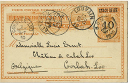 Entier Postal Congo Belge Circulée En 1910 - Belgisch-Kongo