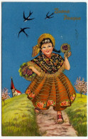 BUONA PASQUA - BAMBINA - 1957 - ILL. ELENA - Profili Dorati - Formato Piccolo - Ostern