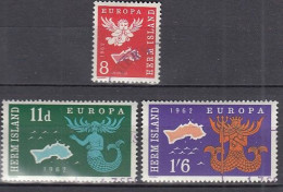 INSEL HERM (Guernsey), Nichtamtl. Briefmarken, 3 Marken, Gestempelt, Europa 1962, Landkarte, Symbole - Guernsey