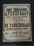 Hombeek Mechelen 1921 Unieke Affiche Toneel Voorstelling De Fabriekbaas / Den Trein Te Laat - Affiches