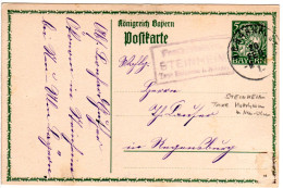 Bayern 1915, Posthilfstelle STEINHEIM Taxe Holzheim Auf 5 Pf. Ganzsache  - Storia Postale