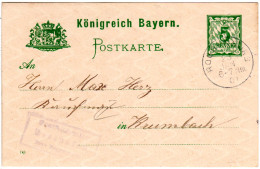 Bayern 1901, Posthilfstelle MESSHOFEN Taxe Roggenburg Auf 5 Pf. Ganzsache - Cartas & Documentos