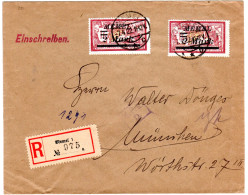 Memel 1922, MeF 2x2 Mk./1 Fr. Auf Einschreiben Brief M. Zensur N. München  - Otros & Sin Clasificación