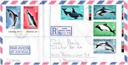 Falkland Inseln 1980, 6 Werte Delphine, Kpl. Satz Auf Reko Brief N. Deutschland - Islas Malvinas