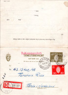 Norwegen 1952, 15 öre Dienst Doppelkarte Per Einschreiben V. Bergen-Mohlenpris - Brieven En Documenten