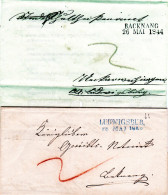 Württemberg 1844, Blauer L2 Ludwigsburg (ohne G) Auf 2x Verwendetem Brief  - Prephilately