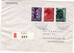 Liechtenstein 1959, 20+50+90 R. Auf Reko Brief V. Vaduz I.d. Tschechoslowakei - Sonstige & Ohne Zuordnung