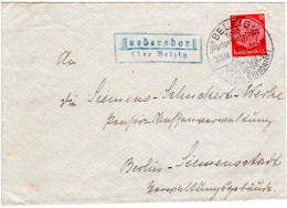 DR 1938, FREDERSDORF über Belzig, Landpost Stpl. Auf Brief M. 12 Pf. - Cartas & Documentos