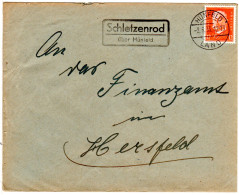 DR 1933, Landpost Stpl. SCHLETZENROD über Hünfeld Auf Brief M. 12 Pf.  - Lettres & Documents