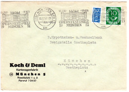 BRD 1952, OPERNFESTSPIELE MÜNCHEN, Maschinen-Sonderstpl. Auf Brief M. 10 Pf. - Cartas & Documentos