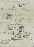 Österreich 1862/63, 2 Porto Brief M. Div.Stempeln V. Triest N. Napoli Italien - Covers & Documents