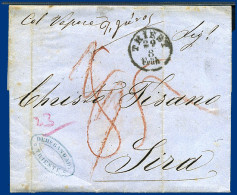 Österreich 1857, Porto Brief 2/9 (Kr.) V. Triest N. Griechenland. 85 Lepta - Lettres & Documents