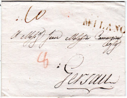 Lombardei 1820, L1 MILANO Klar Auf Porto Brief N. Gersau, Schweiz - Unclassified